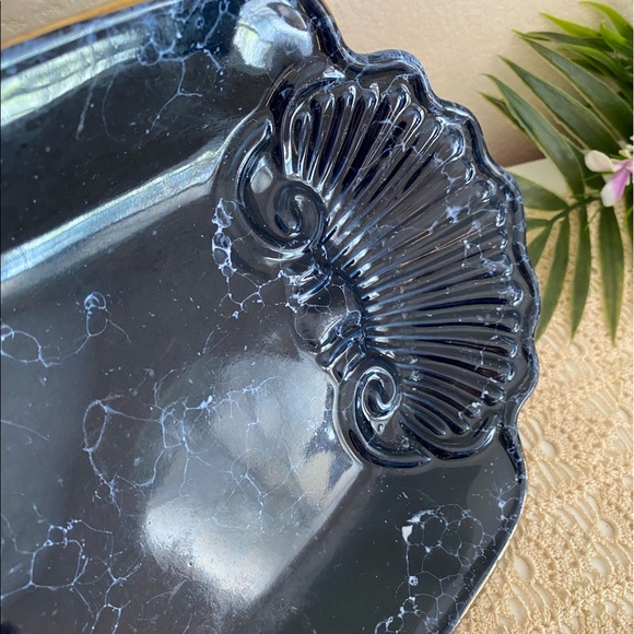 🟢 Navy Blue Shell Trinket Tray - Picture 2 of 3